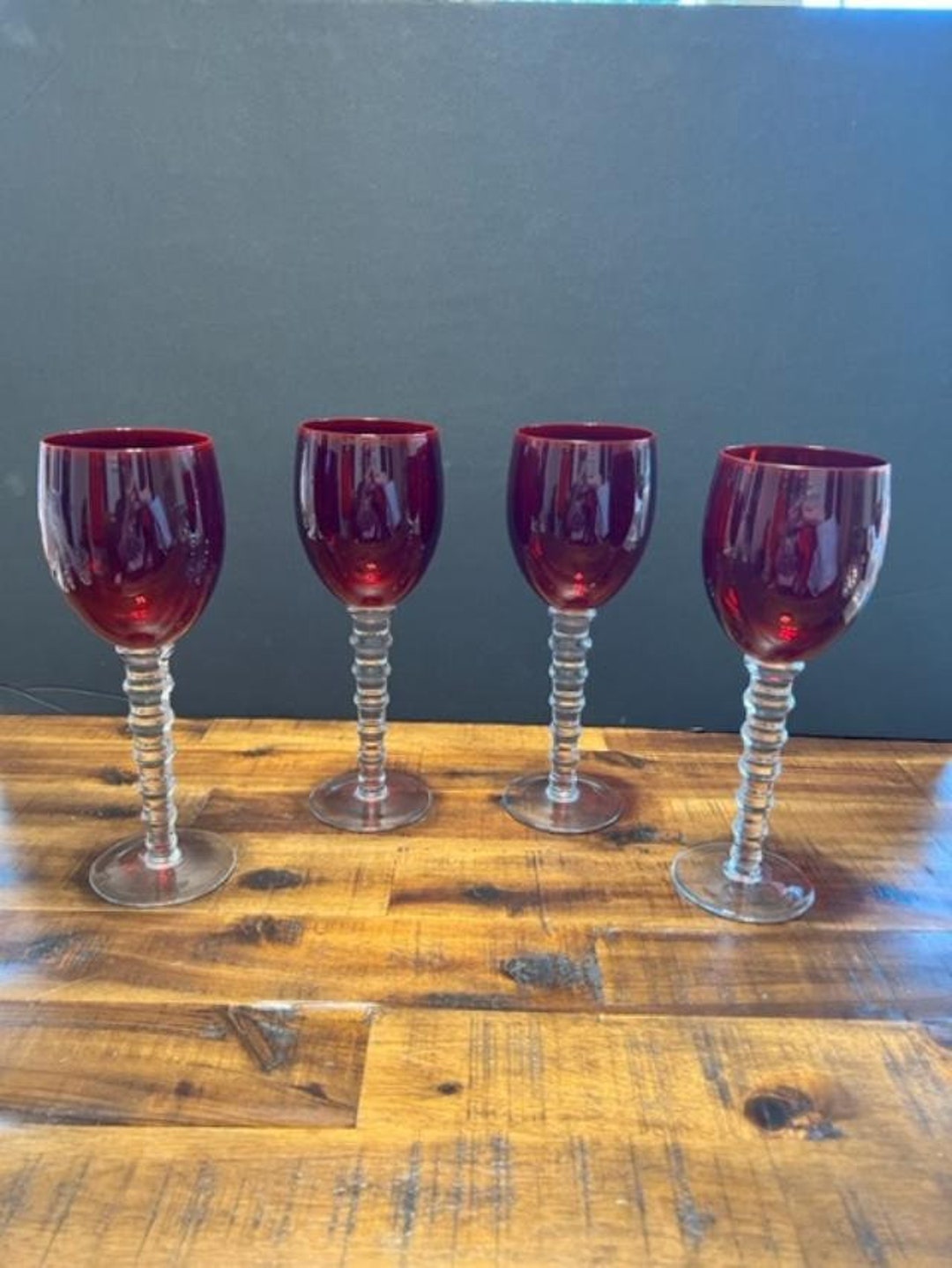 Ruby Red Wine Glasses/goblets Etsy