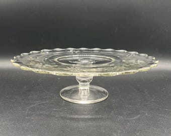 Vintage Etched Pedestal Cake Stand