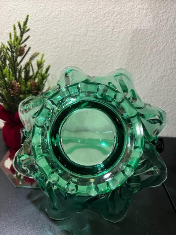 Vintage Fenton Green Glass Basket - Etsy
