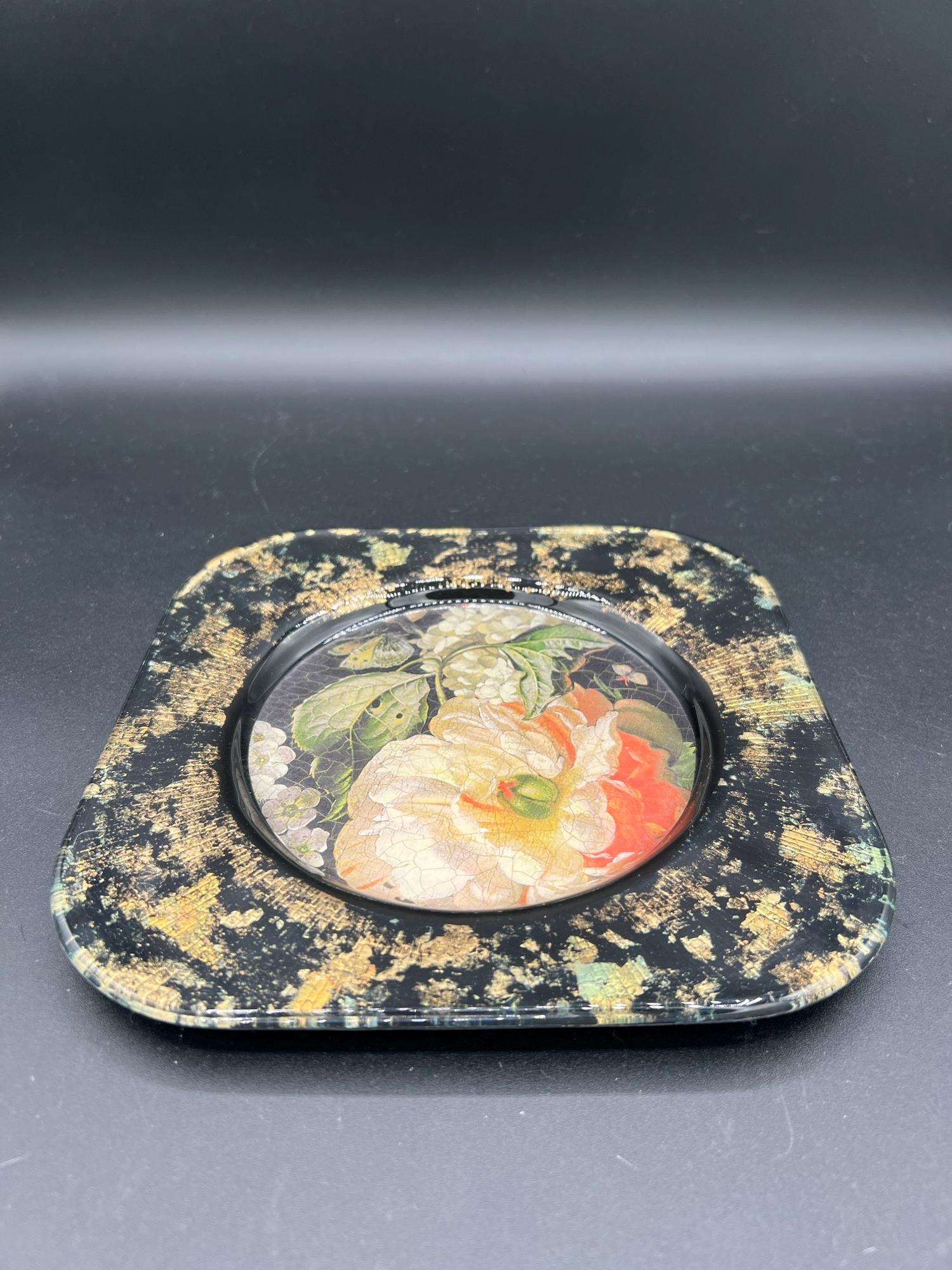 Vintage Lesley Roy Reverse Glass Art Hand Painted Plate - Etsy