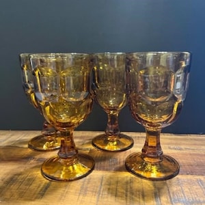 Libbey Ashburton Amber Footed Wine Goblets