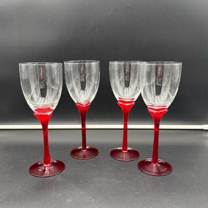 Vintage Ruby Red Stem Wine Glasses