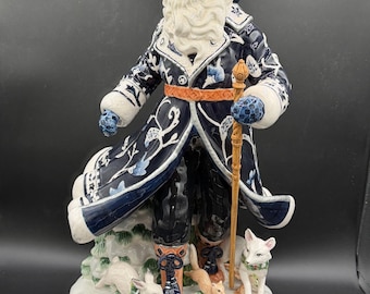 Figura grande de Papá Noel de 47 cm (18,5 pulgadas) de Fitz and Floyd Bristol Holiday Santa Fig.