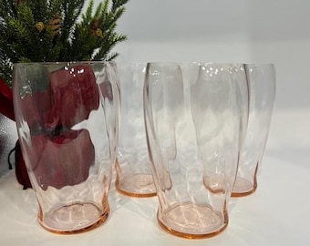 Bicchieri ottici vintage rosa a spirale