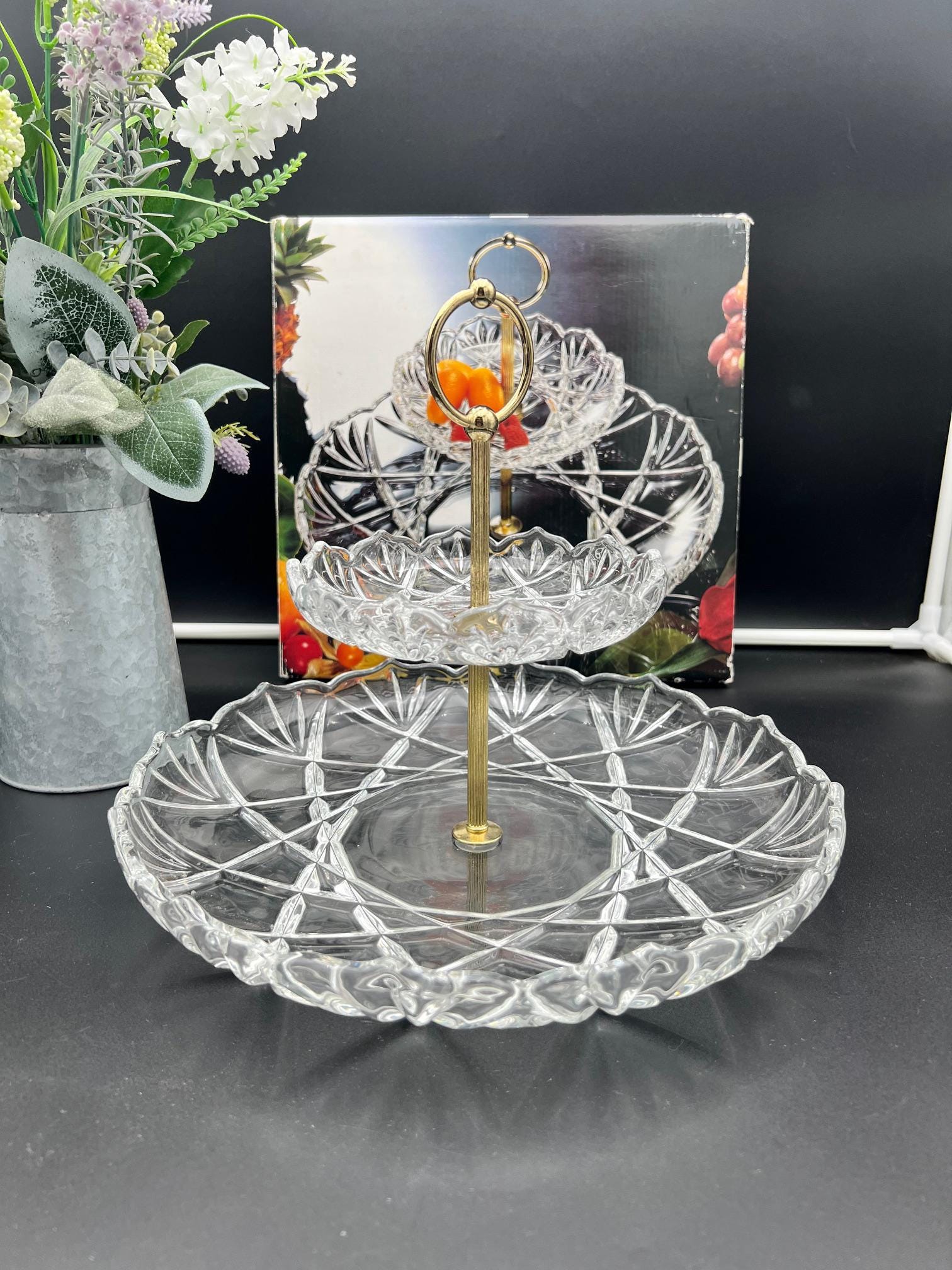 食器 SEMI CRYSTAL Mikasa Roxborough 2-tier Tidbit Server - Etsy