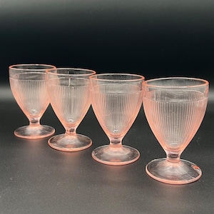 Jeanette Glass Co Homespun Footed Sherbet Glasses