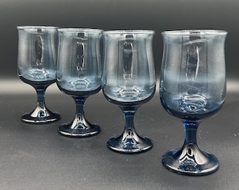 Libbey Tulip Dusky Blue Wine Glasses