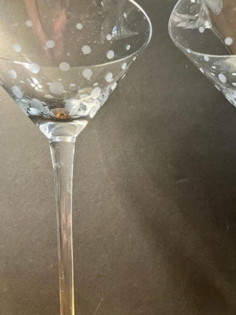 Long Stem Martini Glasses With Etched Bubble Pattern Etsy
