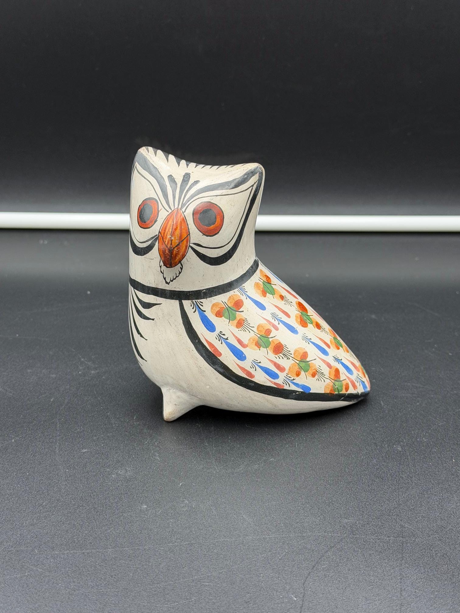 Vintage 70s Tonala Mexican Pottery Owl Figurine
