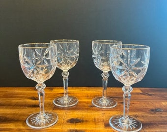 Vintage Prism Stemmed Small Wine Crystal Glasses V5524 