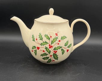 Vintage Lenox Holiday Porcelain Teapot with Lid