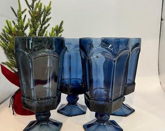 Virginia Dark Blue Iced Tea Goblets by Fostoria