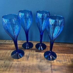 Vintage Cobalt Blue Wine Glasses