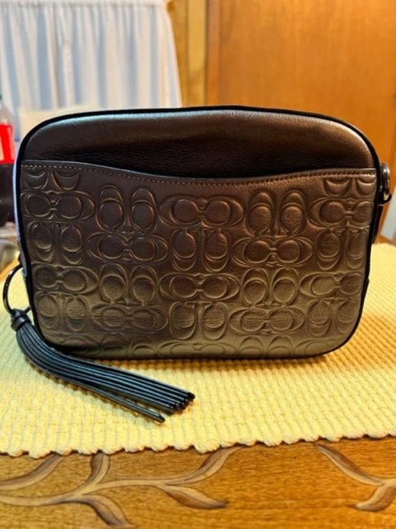 Coach Signature Embossed Leather Camera Crossbody Bag