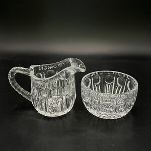 Vintage Small Cut Glass Cream + Sugar Set
