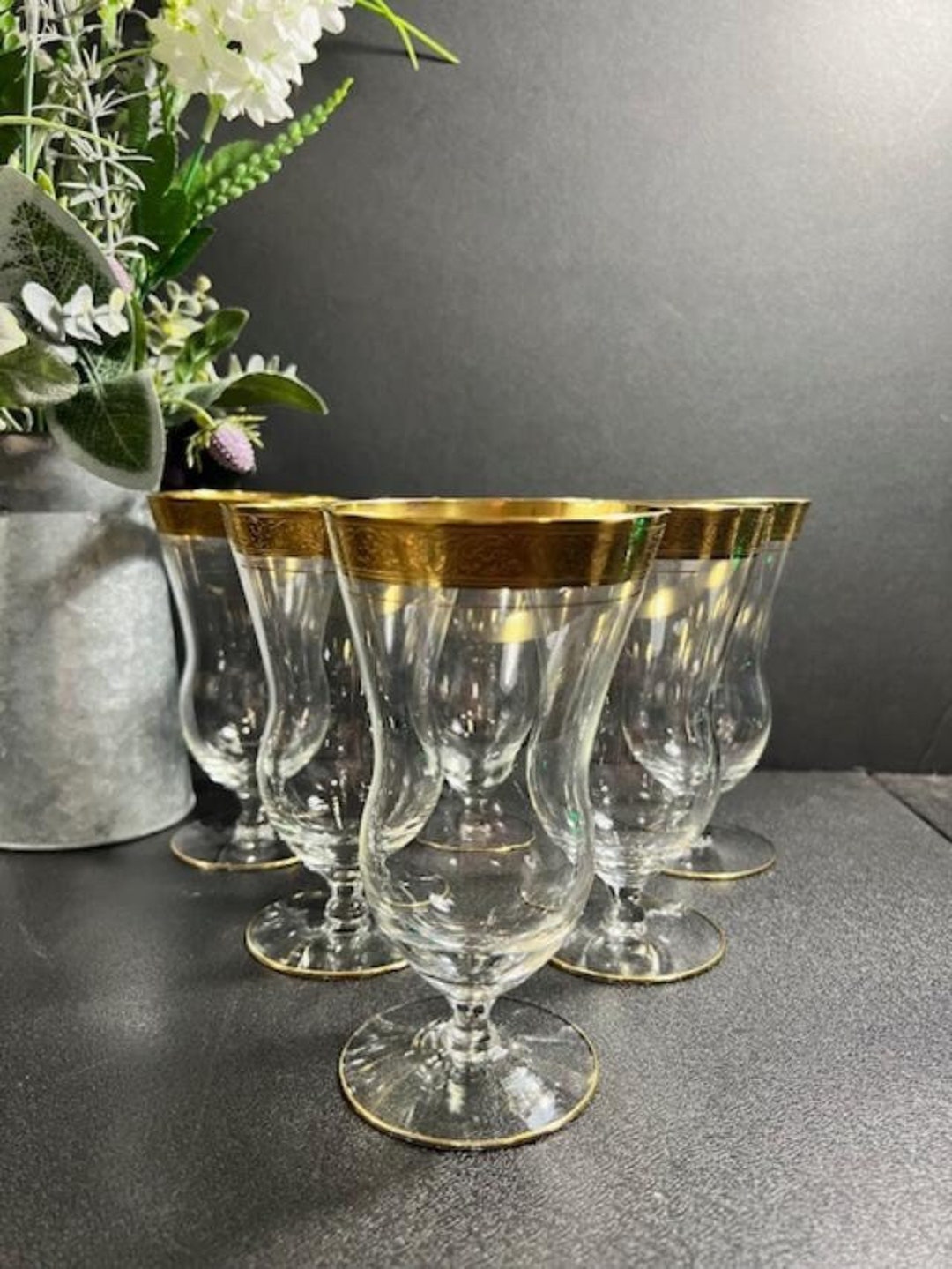 Minuet Iced Tea Glasses Gold Encrusted by Glastonbury Lotus - Etsy