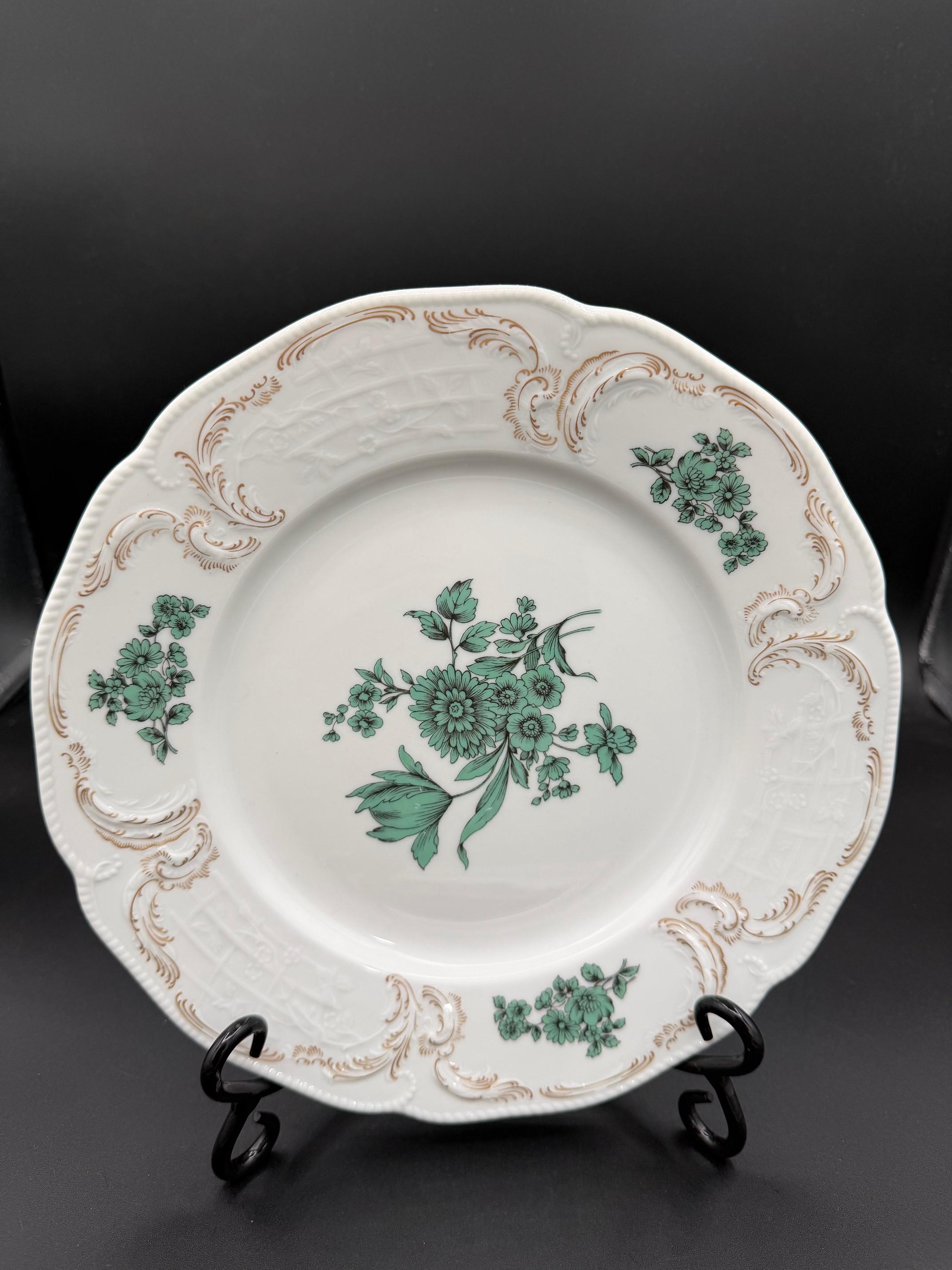 Rosenthal-continental Meissen Flower Green Dinner Plate - Etsy