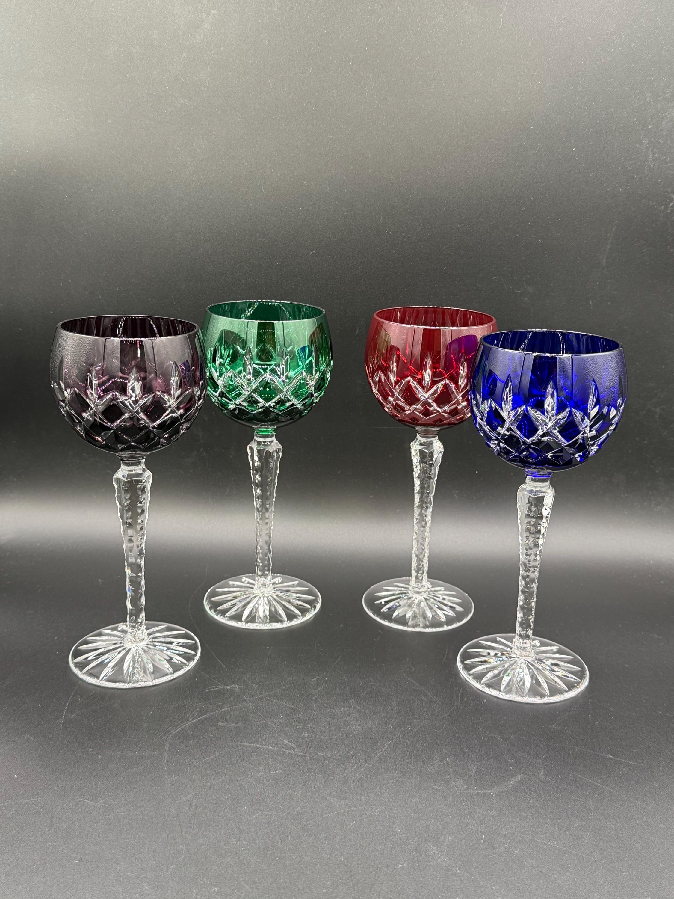 AJKA Arabella Hock Wine Glasses Set of 4 Multicolor Cut to Clear