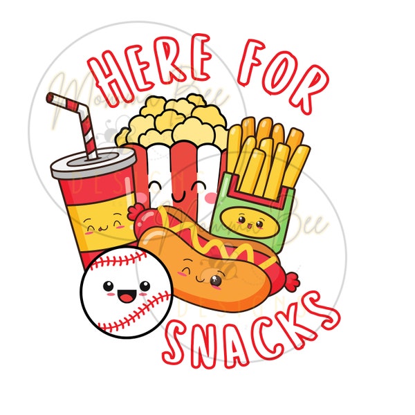 Here For Snacks Baseball Sibling PNG Digital Download, Sublimation, Print, Gender Neutral, Baby, Toddler, Kids, Kawaii