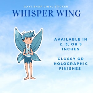 Whisper Wing Fairy Sticker - Cute Fae Sticker Printed on Clear or Holographic Finishes and 2&quot;, 3&quot;, or 5&quot; Size Options