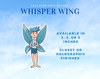 Whisper Wing Fairy Sticker - Cute Fae Sticker Printed on Clear or Holographic Finishes and 2&quot;, 3&quot;, or 5&quot; Size Options