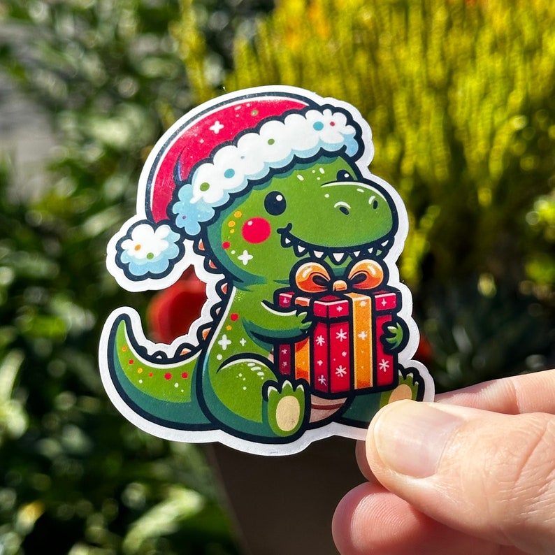 Dinosaur Holiday Vinyl Stickers 2 Pack Options With Three Stickers Each
