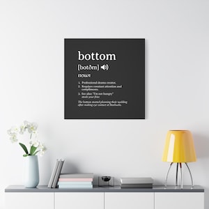 Canvas Poster, Bottom Definition, Gay Wall Art, Funny Art Print, LGBT Home Decor, Matte Wall Decor