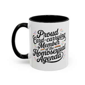Koffiemok trotse homoseksuele agenda, homokaart, Rainbow Pride-cadeau, LGBTQ-mok, unieke koffiekop voor queer vrienden, grappige theemok