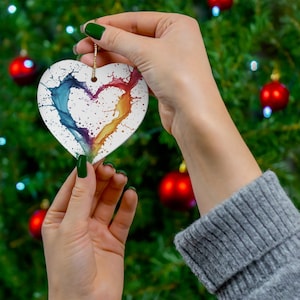 Ceramic Ornament, Pride Heart, LGBT Rainbow Holiday Decor, LGBTQ Christmas Gift, Love Wins Ornament, Circle or Heart Shape