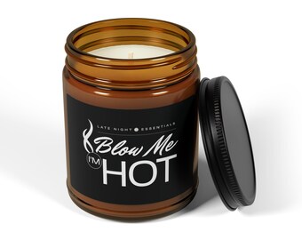 Bougie parfumée, cadeau humour drôle, bougie de soja, soufflez-moi, j'ai chaud, pot d'ambre, décoration d'intérieur, cadeau d'anniversaire, cadeau de noël