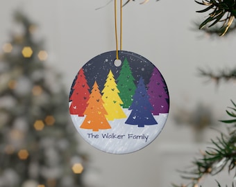 Ceramic Ornaments, Personalized Gay Pride Christmas Ornament, LGBT Gift, LGBTQ Decor, Rainbow Christmas Ornament, Gay Pride Gift, LGBTQ