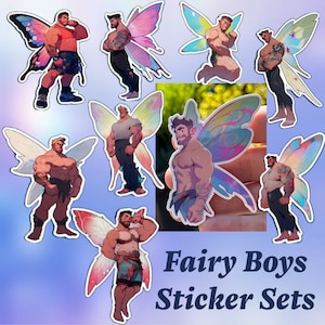 Fairy Boys Vinyl Sticker Sets - Special Rainbow Holographic Option. Decorate Bottles, Laptops, Notebooks, Phone Cases, and more