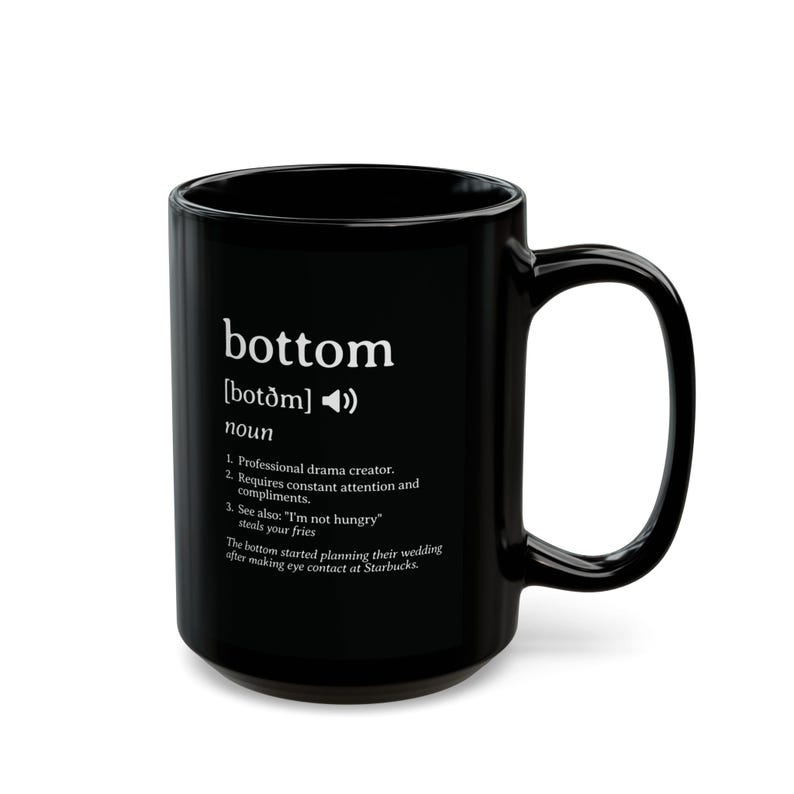 Funny Gay Mug, Bottom Definition, Humor Coffee Cup - LGBT Pride Drinkware, LGBTQ Gift, Rainbow Tea Cup, Queer Kitchen Decor, Sarcastic Gift image 2