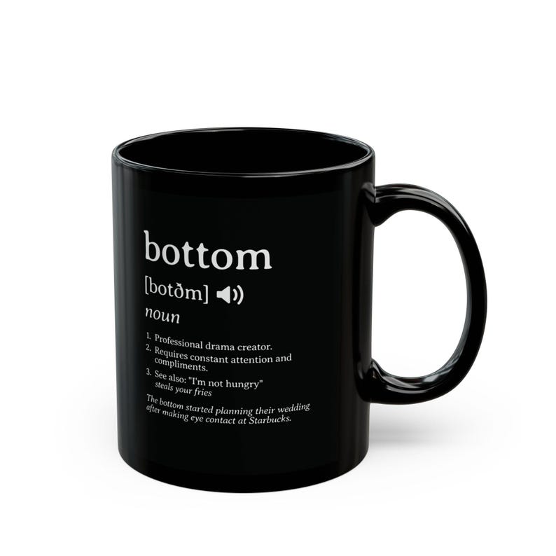 Funny Gay Mug, Bottom Definition, Humor Coffee Cup - LGBT Pride Drinkware, LGBTQ Gift, Rainbow Tea Cup, Queer Kitchen Decor, Sarcastic Gift image 3