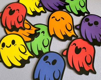 Pride Ghost Aufkleber, Regenbogen Vinyl Aufkleber, gruseliges LGBTQ+ Geschenk, 6er Set