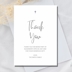 Baptism thank you digital template, printable baptism thank you card, editable Canva template, instant download, girls floral baptism thanks