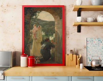 Holy Family By their Home, Holy Family Poster, Jesus Mary and Joseph Art Print, Christian Home Decor, Catholic Art, Holy Family Print, JMJ