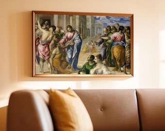Healing of the Blind Man Painting | Jesus Heals the Blind Man Wall Art Print | Jesus Wall Art | Housewarming Gifts | Christian Gift Ideas