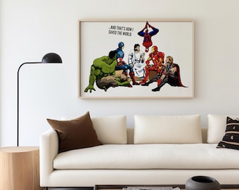 Jesus and Superheroes, And That&#39;s How I Saved the World Poster, Christian Art Prints, Christian WallArt, Housewarming Gifts, Christian Gifts