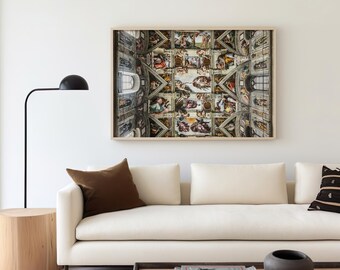 Sistine Chapel Ceiling Painting Poster | Michelangelo&#39;s Famous Painting Prints | Jesus Wall Art | Housewarming Gifts | Christian Gift Ideas