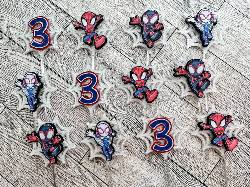 Adornos para cupcakes de Spidey y sus amigos, cumpleaños de Spidey y sus amigos, pastel de Spidey y sus amigos imagen 4
