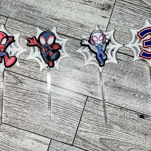 Adornos para cupcakes de Spidey y sus amigos, cumpleaños de Spidey y sus amigos, pastel de Spidey y sus amigos imagen 2