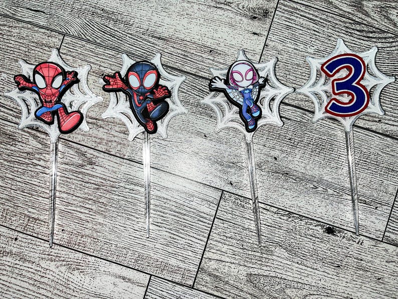 Adornos para cupcakes de Spidey y sus amigos, cumpleaños de Spidey y sus amigos, pastel de Spidey y sus amigos imagen 2
