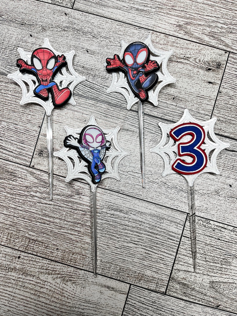 Adornos para cupcakes de Spidey y sus amigos, cumpleaños de Spidey y sus amigos, pastel de Spidey y sus amigos imagen 3