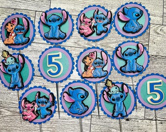 3D Stitch Cupcake Toppers, Lilo & Stitch Geburtstagsparty Dekorationen