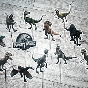 Customizable Jurassic World Cupcake Toppers, Jurassic World Birthday, Jurassic World Cake Topper
