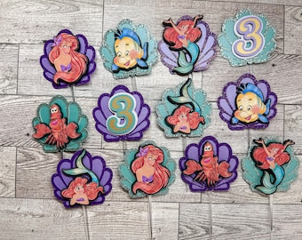 Adornos para cupcakes de sirena, cupcakes de La Sirenita, cumpleaños de sirena