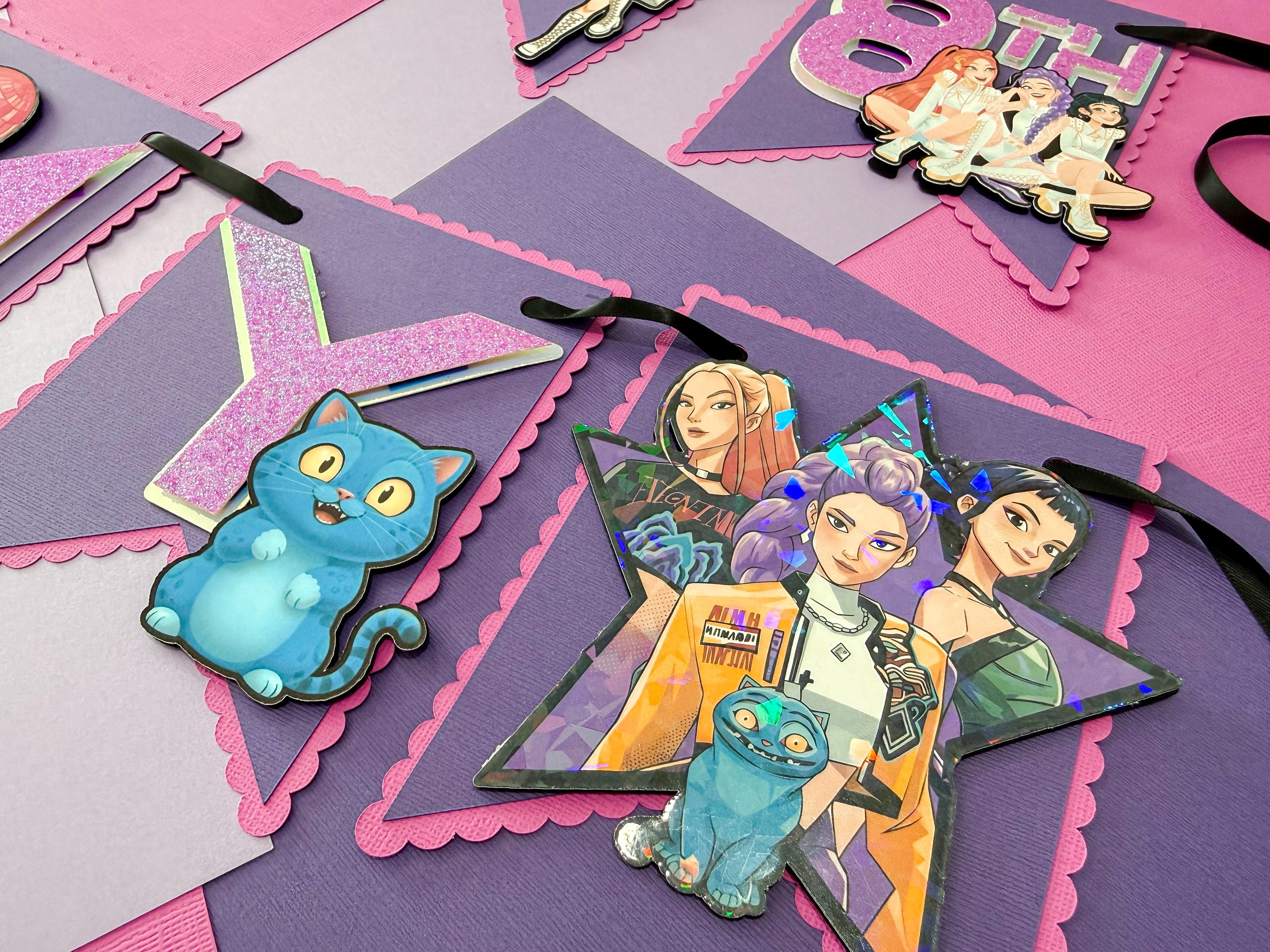 Demon Hunters Thema Verjaardagsdecoraties Anime Feestartikelen Kit Met Banners Ballonnen Taarttoppers Voor Kinderen Tieners