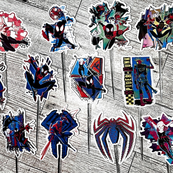 Spider Verse Cupcake Toppers, Spider Verse  Birthday, Spider Verse Party, Spider Man, Spider Verse, Miles Morales