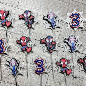 Adornos para cupcakes de Spidey y sus amigos, cumpleaños de Spidey y sus amigos, pastel de Spidey y sus amigos imagen 1